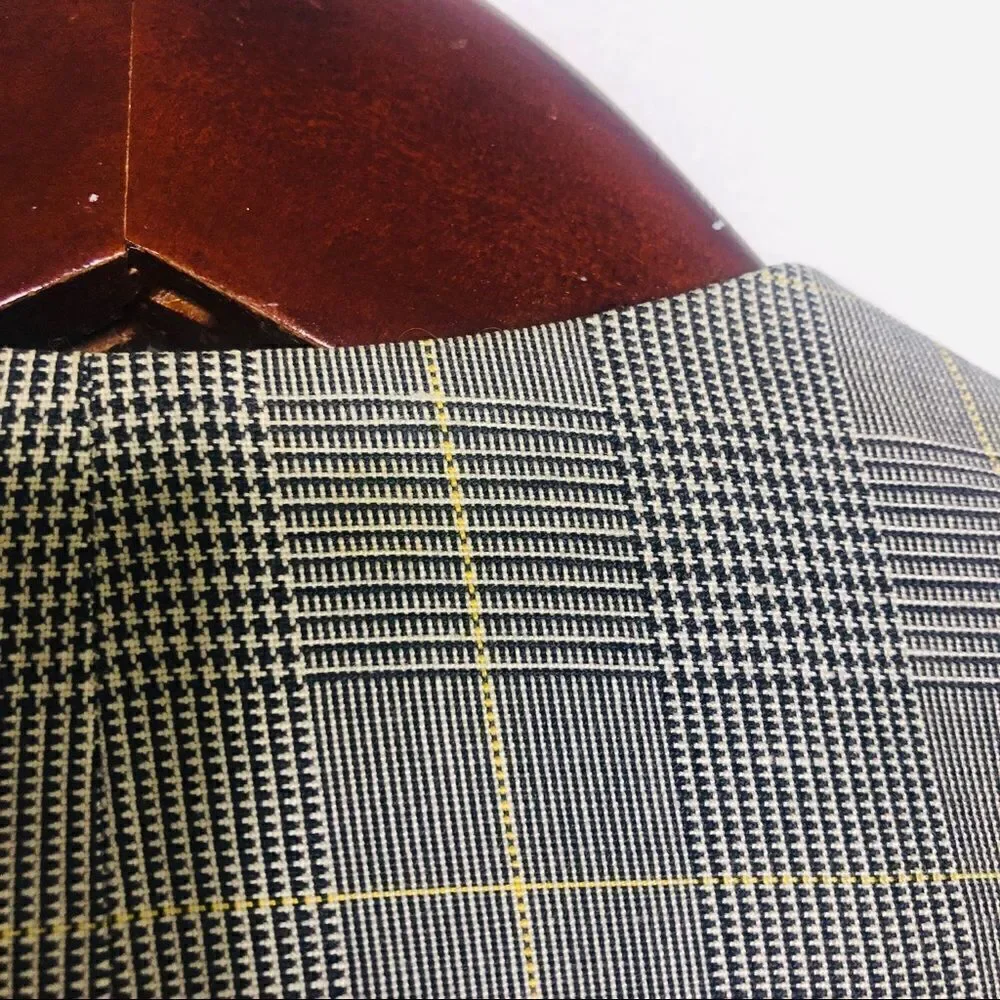 Christian Dior Vintage Plaid Check Button Blazer 8 Retro Double Structured Black